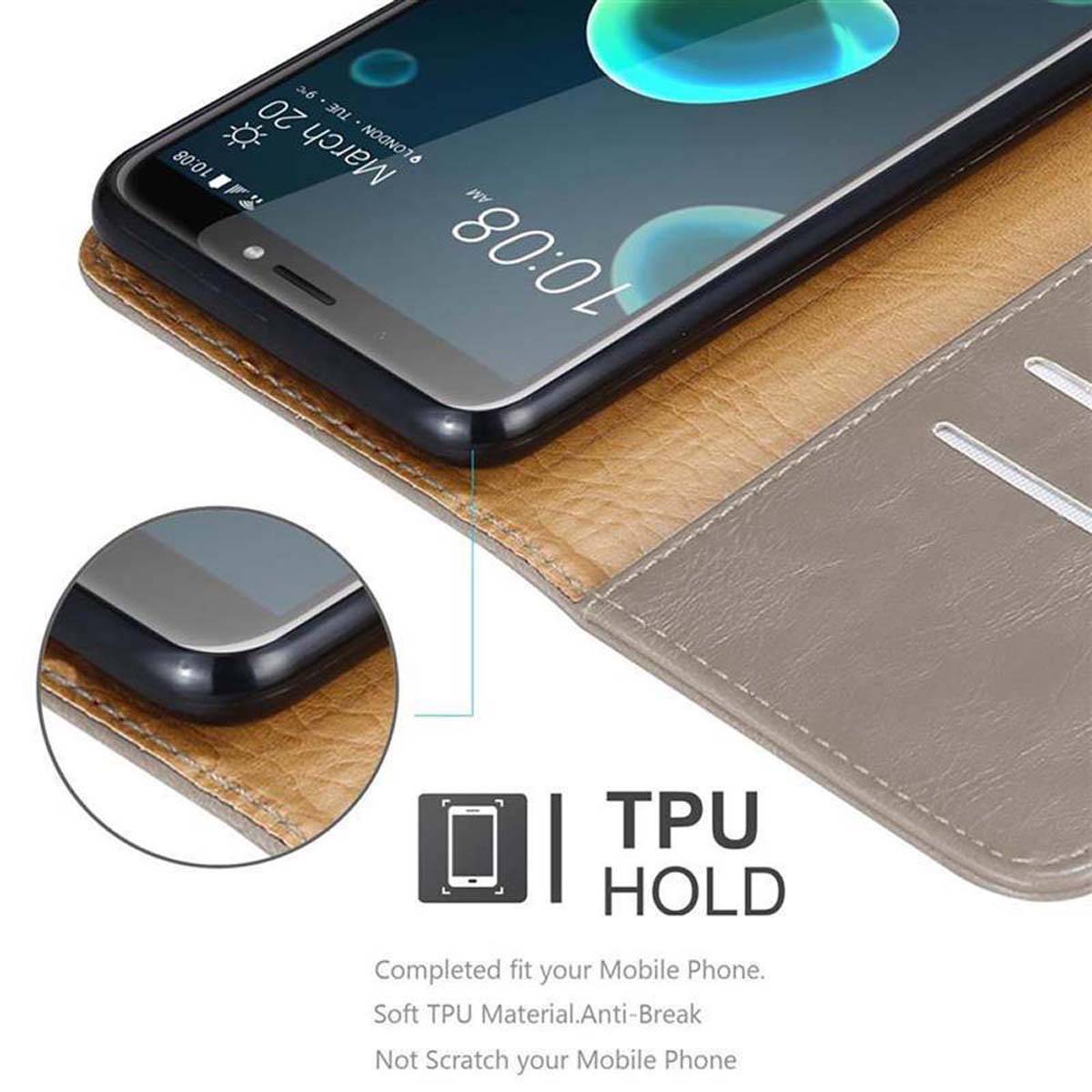 Cadorabo Hülle für HTC Desire 12 PLUS Schutzhülle in Braun Handyhülle Book Tasche Case Etui Luxury