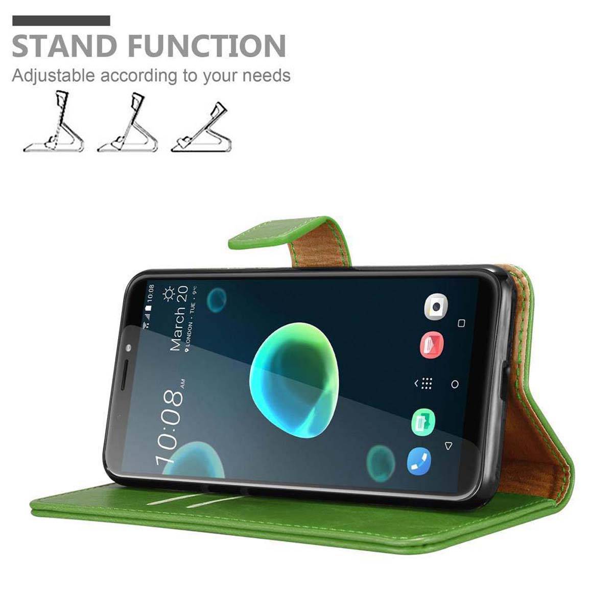Cadorabo Hülle für HTC Desire 12 PLUS Schutzhülle in Grün Handyhülle Book Tasche Case Etui Luxury