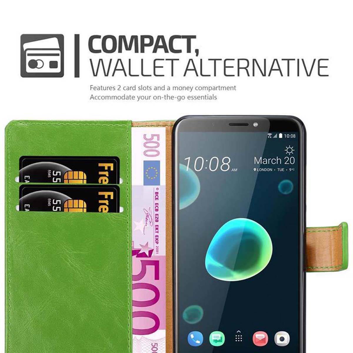 Cadorabo Hülle für HTC Desire 12 PLUS Schutzhülle in Grün Handyhülle Book Tasche Case Etui Luxury