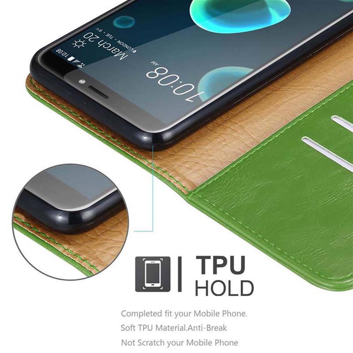 Cadorabo Hülle für HTC Desire 12 PLUS Schutzhülle in Grün Handyhülle Book Tasche Case Etui Luxury