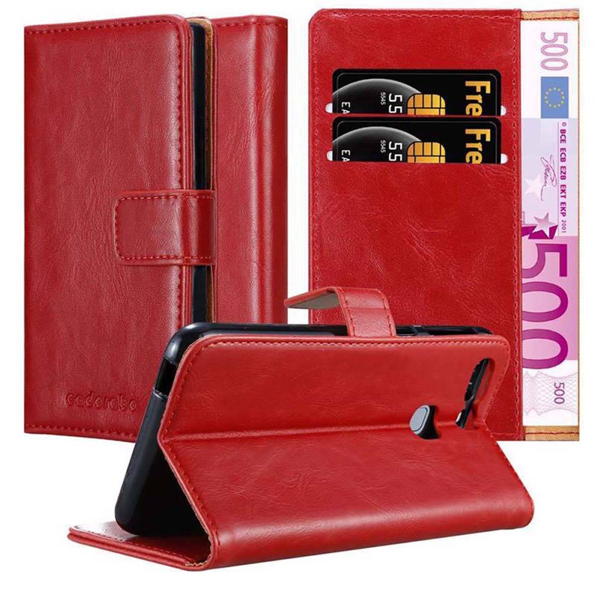 Cadorabo Hülle für Huawei P9 PLUS Schutzhülle in Rot Handyhülle Book Tasche Case Etui Luxury