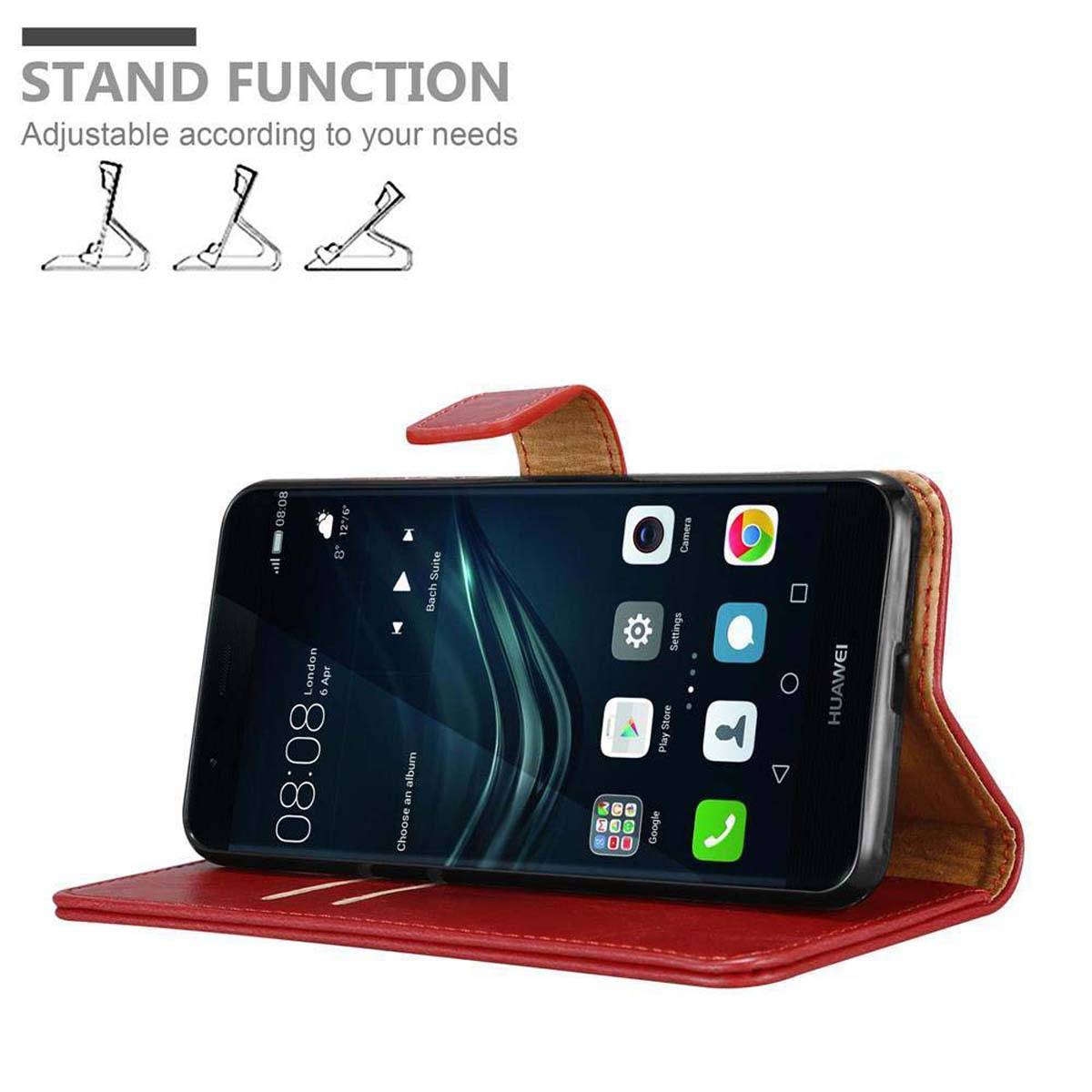 Cadorabo Hülle für Huawei P9 PLUS Schutzhülle in Rot Handyhülle Book Tasche Case Etui Luxury