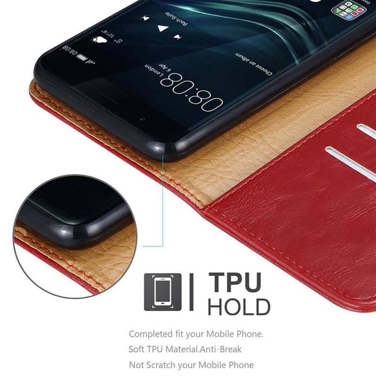 Cadorabo Hülle für Huawei P9 PLUS Schutzhülle in Rot Handyhülle Book Tasche Case Etui Luxury