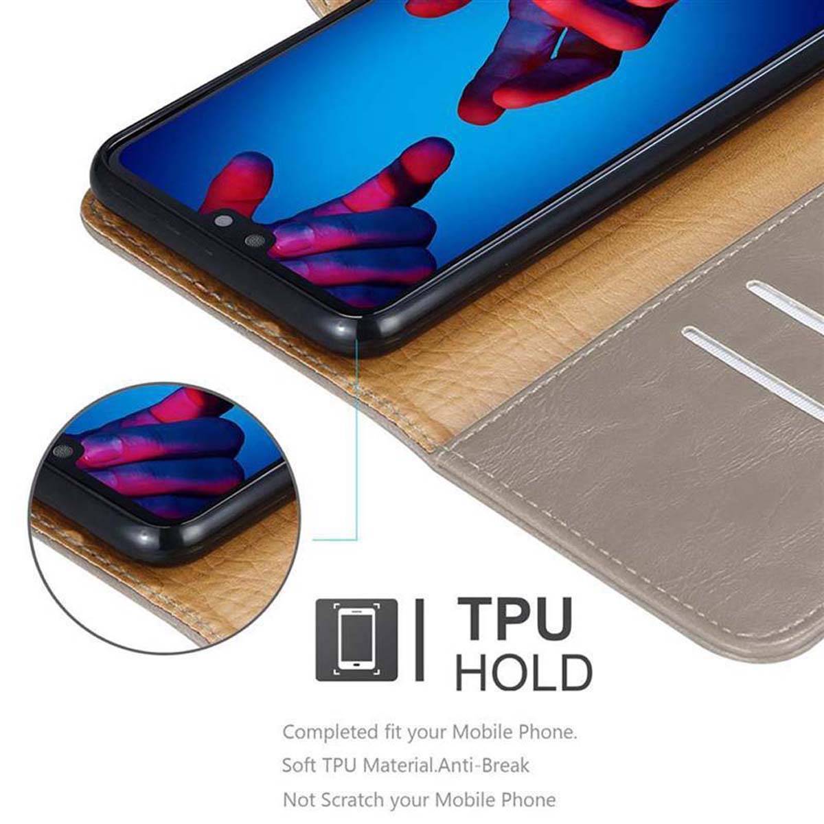 Cadorabo Hülle für Huawei P20 Schutzhülle in Braun Handyhülle Book Tasche Case Etui Luxury