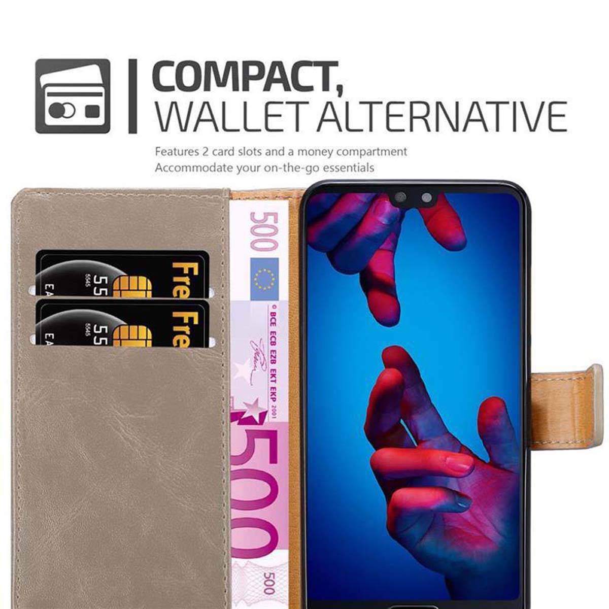 Cadorabo Hülle für Huawei P20 Schutzhülle in Braun Handyhülle Book Tasche Case Etui Luxury