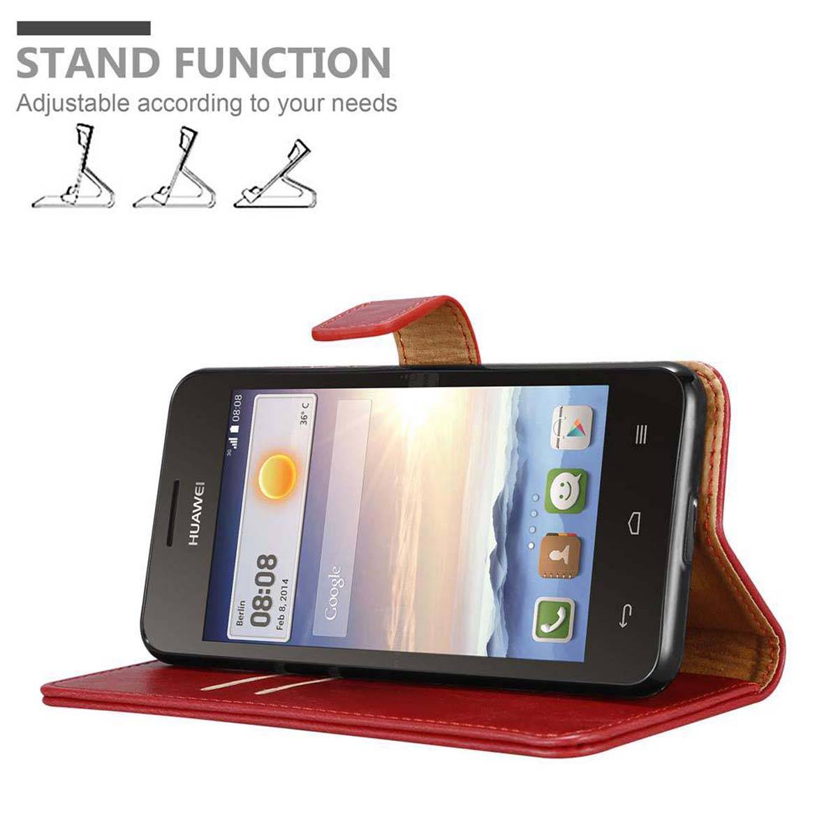 Cadorabo Hülle für Huawei Y3 / Y3C / Y330 / Y331 / Y360 Schutzhülle in Rot Handyhülle Book Tasche Case Etui Luxury