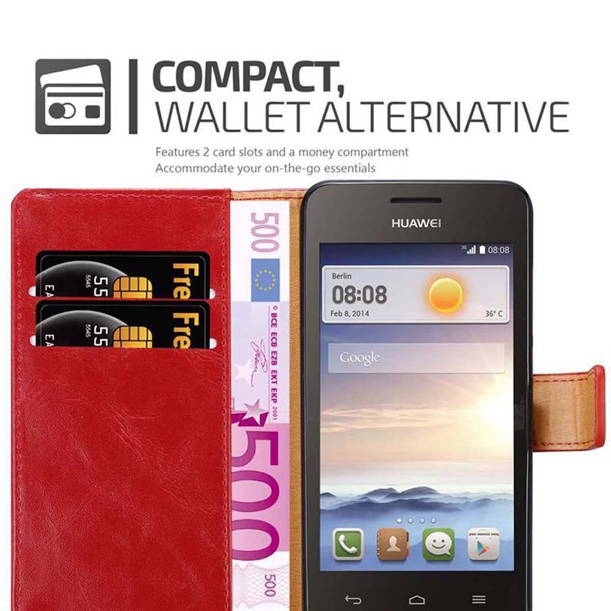 Cadorabo Hülle für Huawei Y3 / Y3C / Y330 / Y331 / Y360 Schutzhülle in Rot Handyhülle Book Tasche Case Etui Luxury