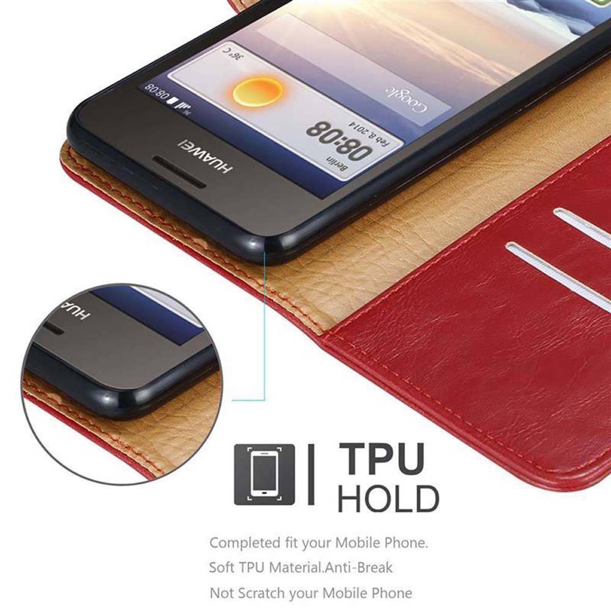 Cadorabo Hülle für Huawei Y3 / Y3C / Y330 / Y331 / Y360 Schutzhülle in Rot Handyhülle Book Tasche Case Etui Luxury