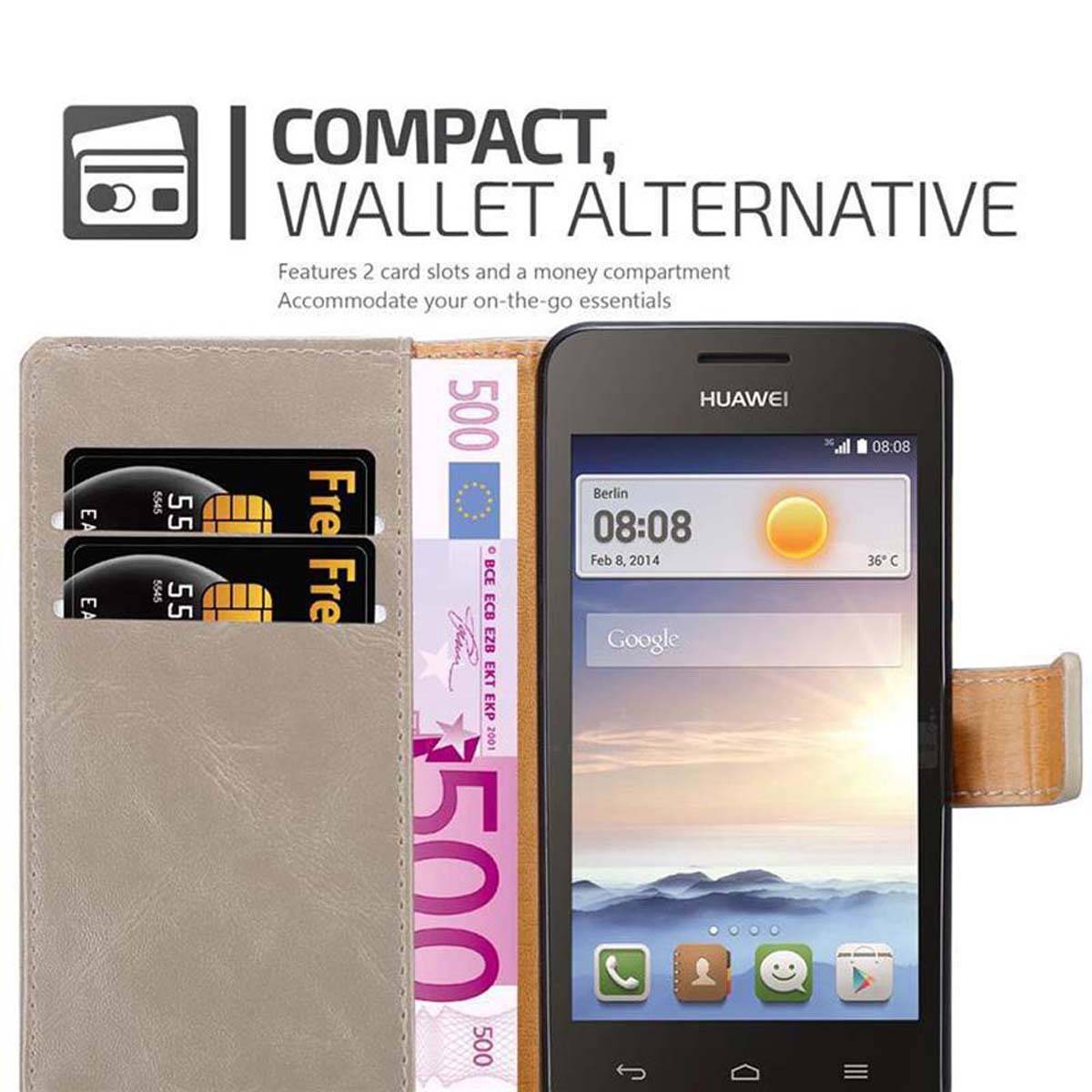 Cadorabo Hülle für Huawei Y3 / Y3C / Y330 / Y331 / Y360 Schutzhülle in Braun Handyhülle Book Tasche Case Etui Luxury