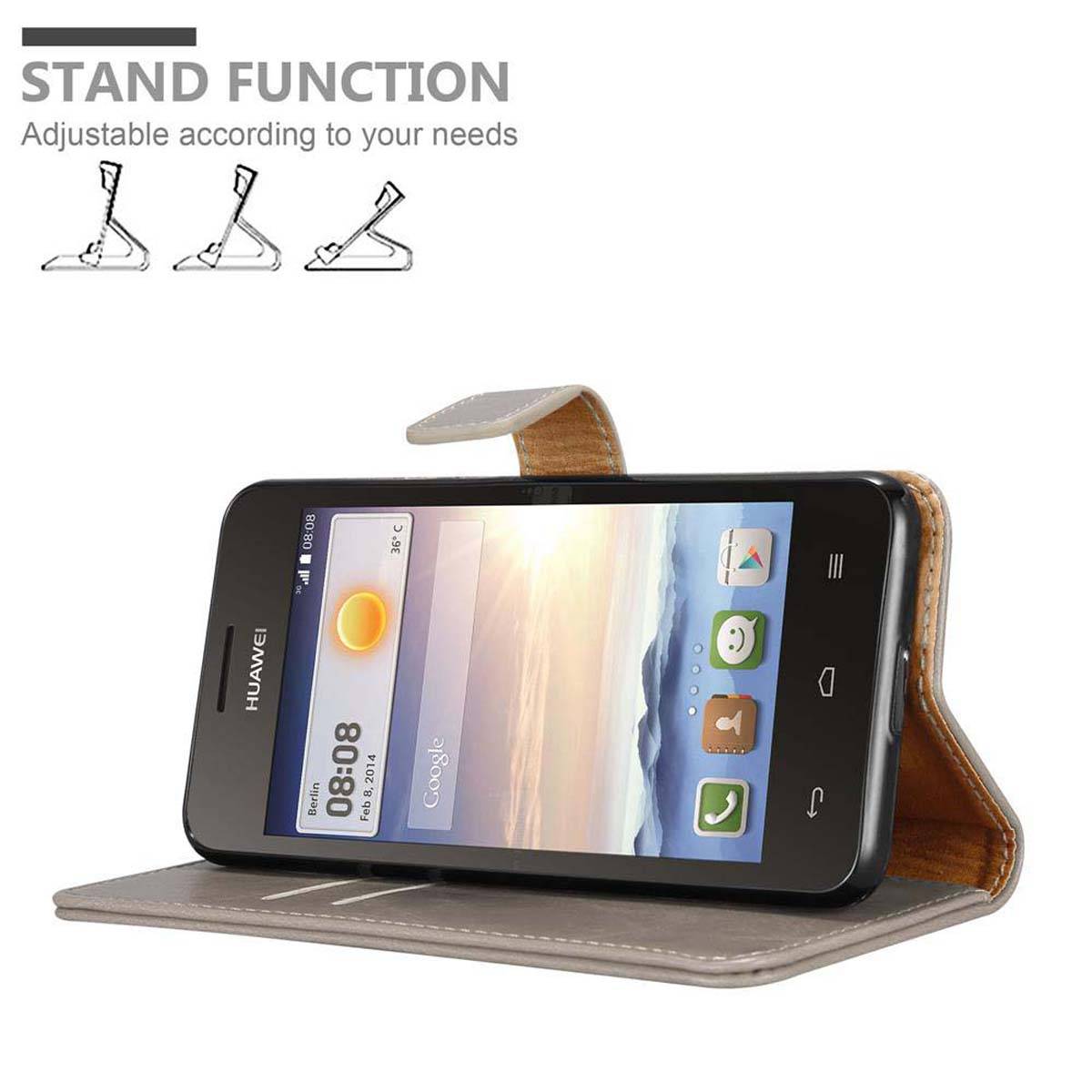 Cadorabo Hülle für Huawei Y3 / Y3C / Y330 / Y331 / Y360 Schutzhülle in Braun Handyhülle Book Tasche Case Etui Luxury