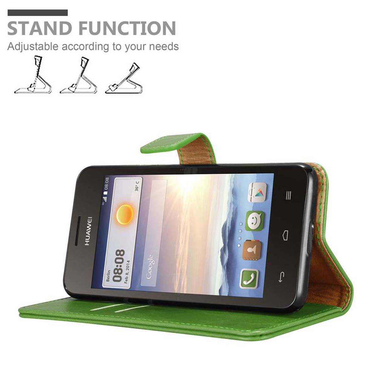 Cadorabo Hülle für Huawei Y3 / Y3C / Y330 / Y331 / Y360 Schutzhülle in Grün Handyhülle Book Tasche Case Etui Luxury