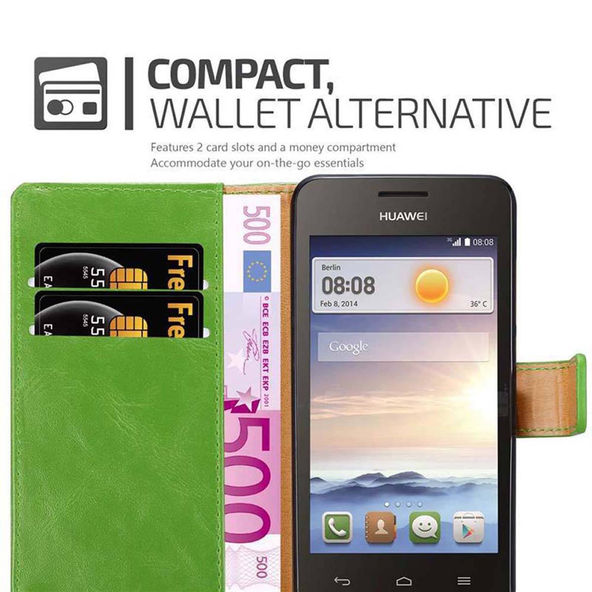 Cadorabo Hülle für Huawei Y3 / Y3C / Y330 / Y331 / Y360 Schutzhülle in Grün Handyhülle Book Tasche Case Etui Luxury