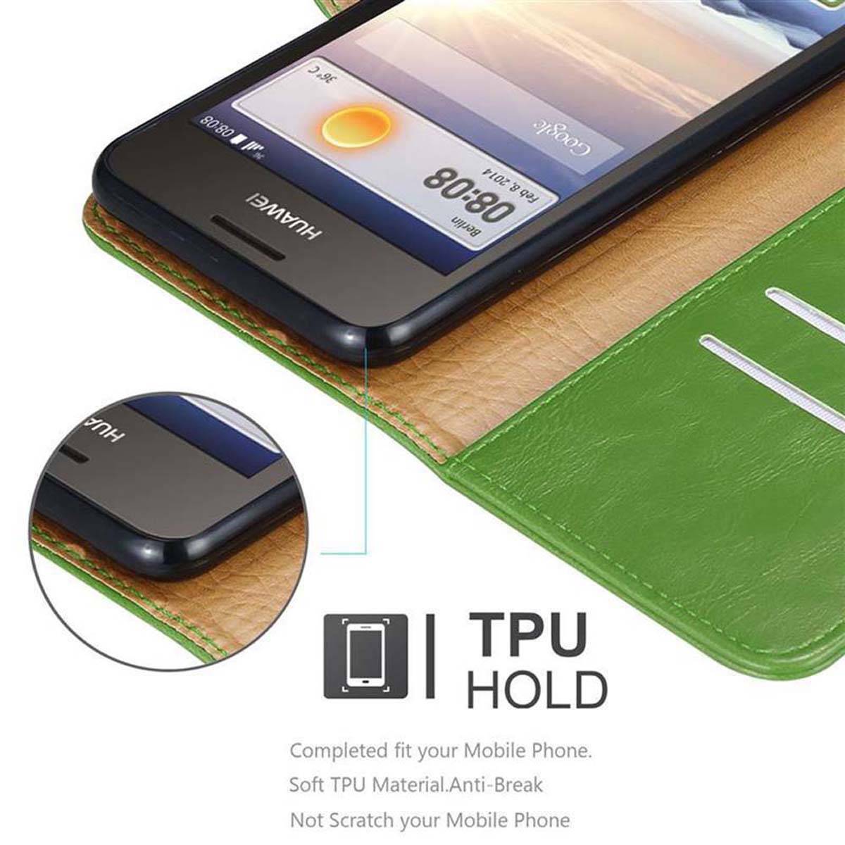 Cadorabo Hülle für Huawei Y3 / Y3C / Y330 / Y331 / Y360 Schutzhülle in Grün Handyhülle Book Tasche Case Etui Luxury