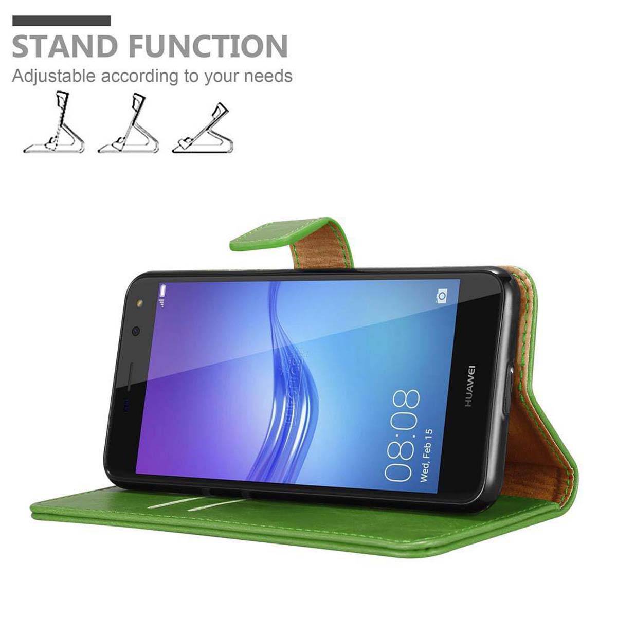 Cadorabo Hülle für Huawei Y5 2017 / Y6 2017 Schutzhülle in Grün Handyhülle Book Tasche Case Etui Luxury
