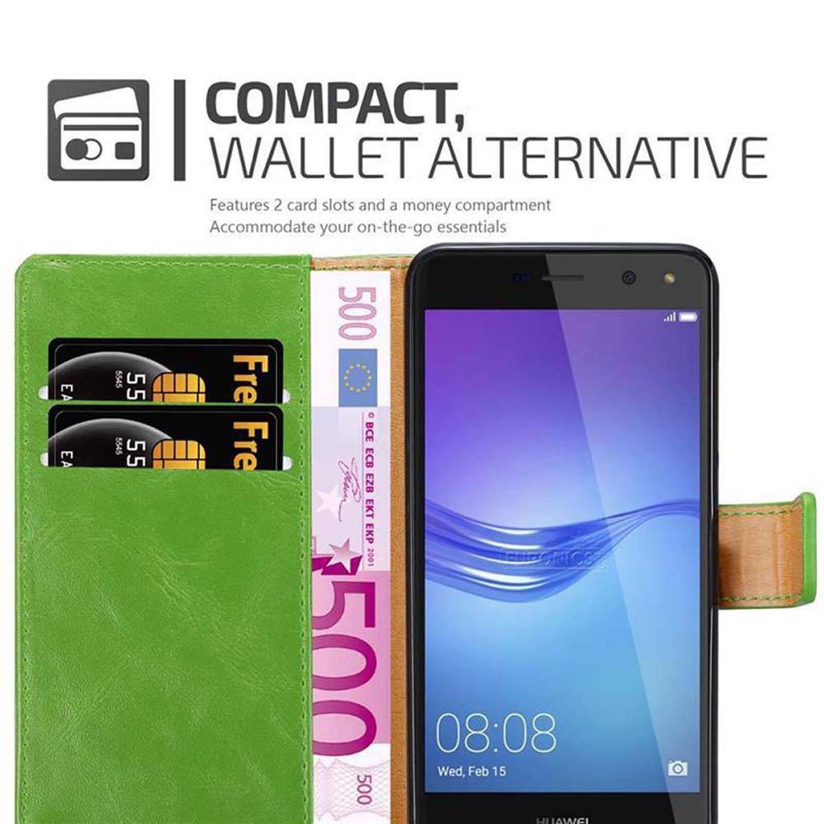 Cadorabo Hülle für Huawei Y5 2017 / Y6 2017 Schutzhülle in Grün Handyhülle Book Tasche Case Etui Luxury