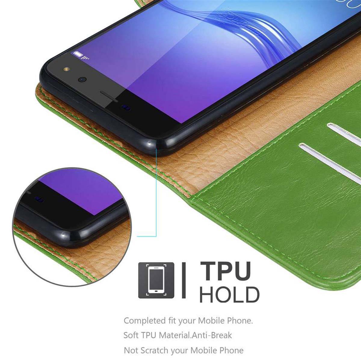 Cadorabo Hülle für Huawei Y5 2017 / Y6 2017 Schutzhülle in Grün Handyhülle Book Tasche Case Etui Luxury
