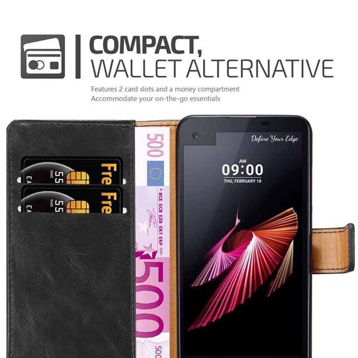 Cadorabo Hülle für LG X SCREEN Schutzhülle in Schwarz Handyhülle Book Tasche Case Etui Luxury