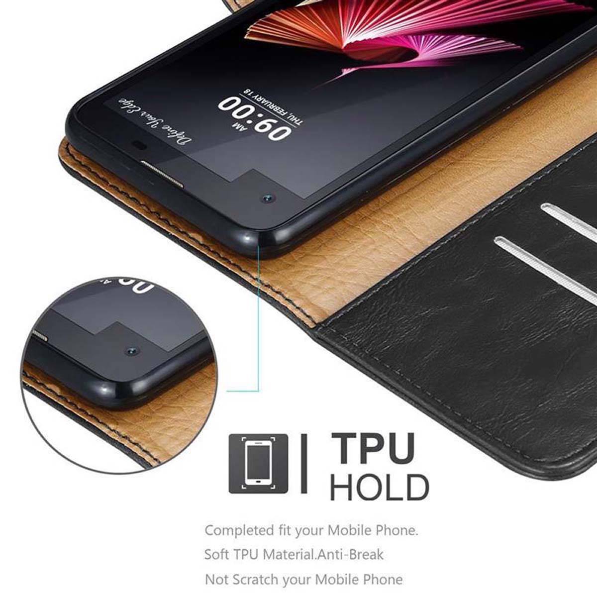Cadorabo Hülle für LG X SCREEN Schutzhülle in Schwarz Handyhülle Book Tasche Case Etui Luxury