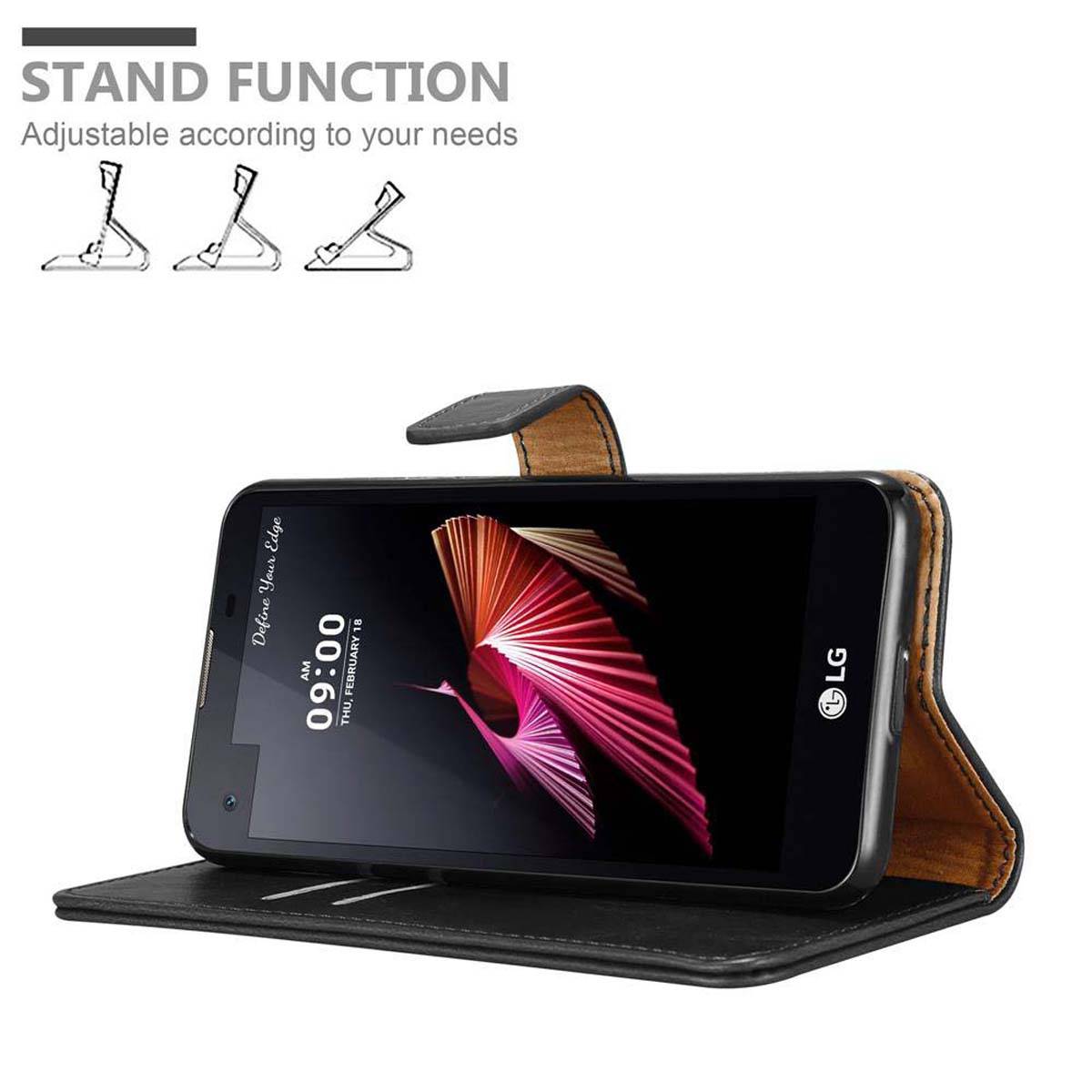 Cadorabo Hülle für LG X SCREEN Schutzhülle in Schwarz Handyhülle Book Tasche Case Etui Luxury