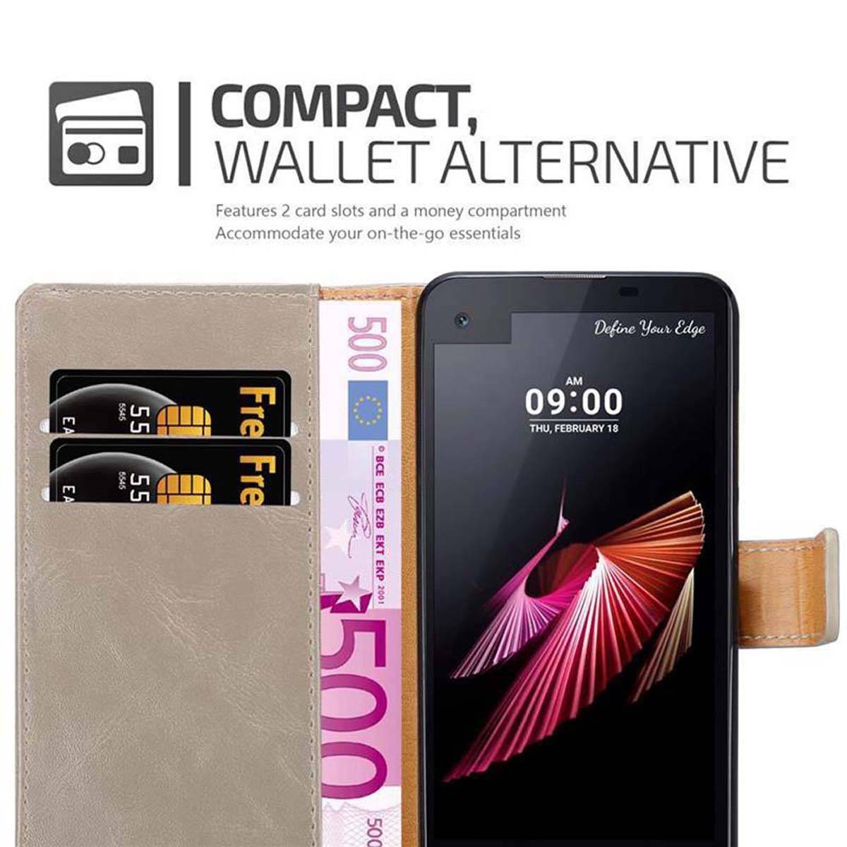 Cadorabo Hülle für LG X SCREEN Schutzhülle in Braun Handyhülle Book Tasche Case Etui Luxury
