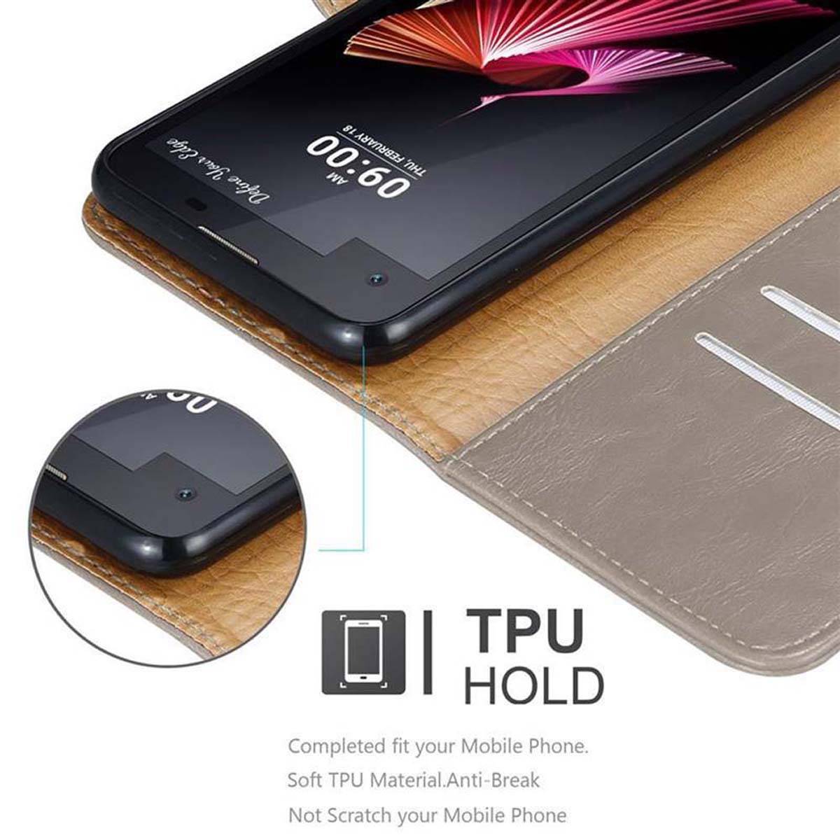 Cadorabo Hülle für LG X SCREEN Schutzhülle in Braun Handyhülle Book Tasche Case Etui Luxury