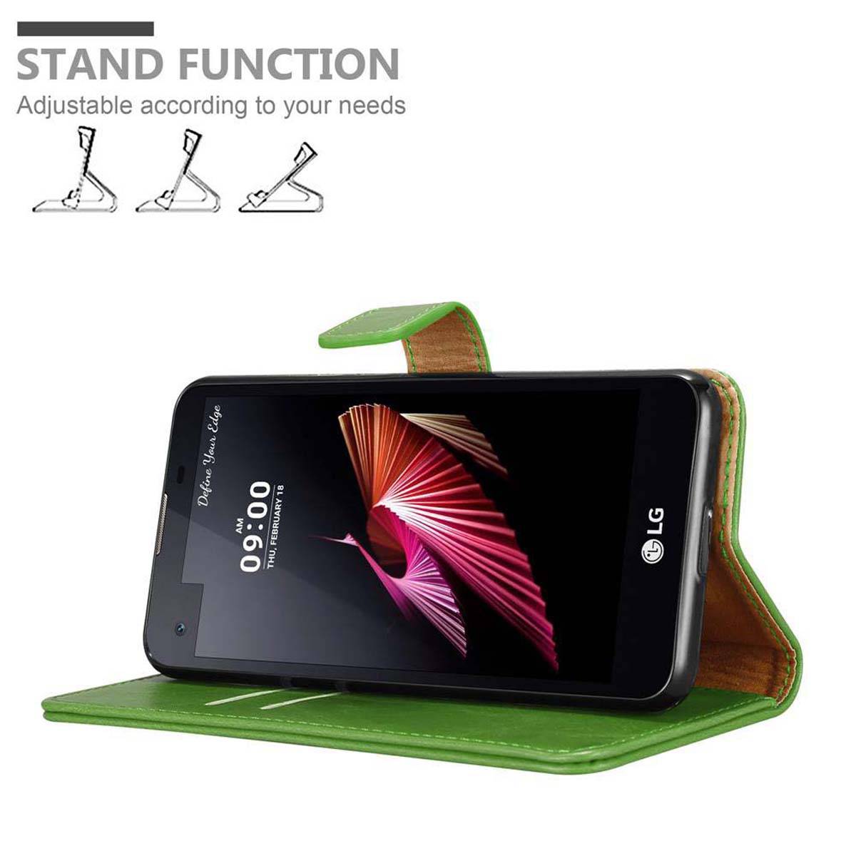Cadorabo Hülle für LG X SCREEN Schutzhülle in Grün Handyhülle Book Tasche Case Etui Luxury
