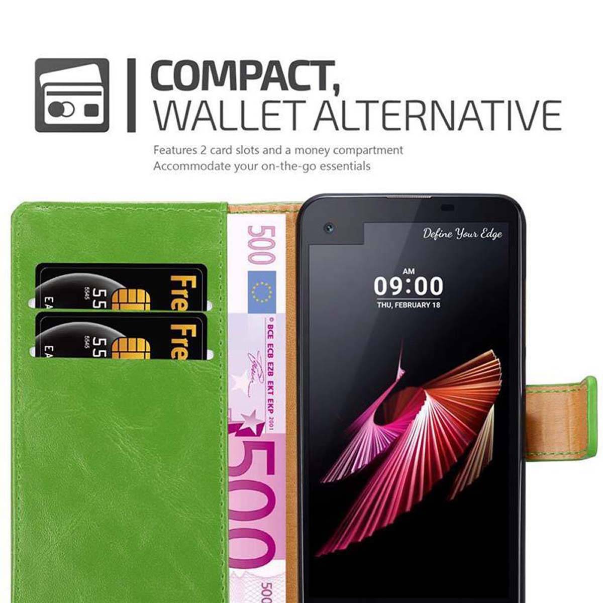 Cadorabo Hülle für LG X SCREEN Schutzhülle in Grün Handyhülle Book Tasche Case Etui Luxury