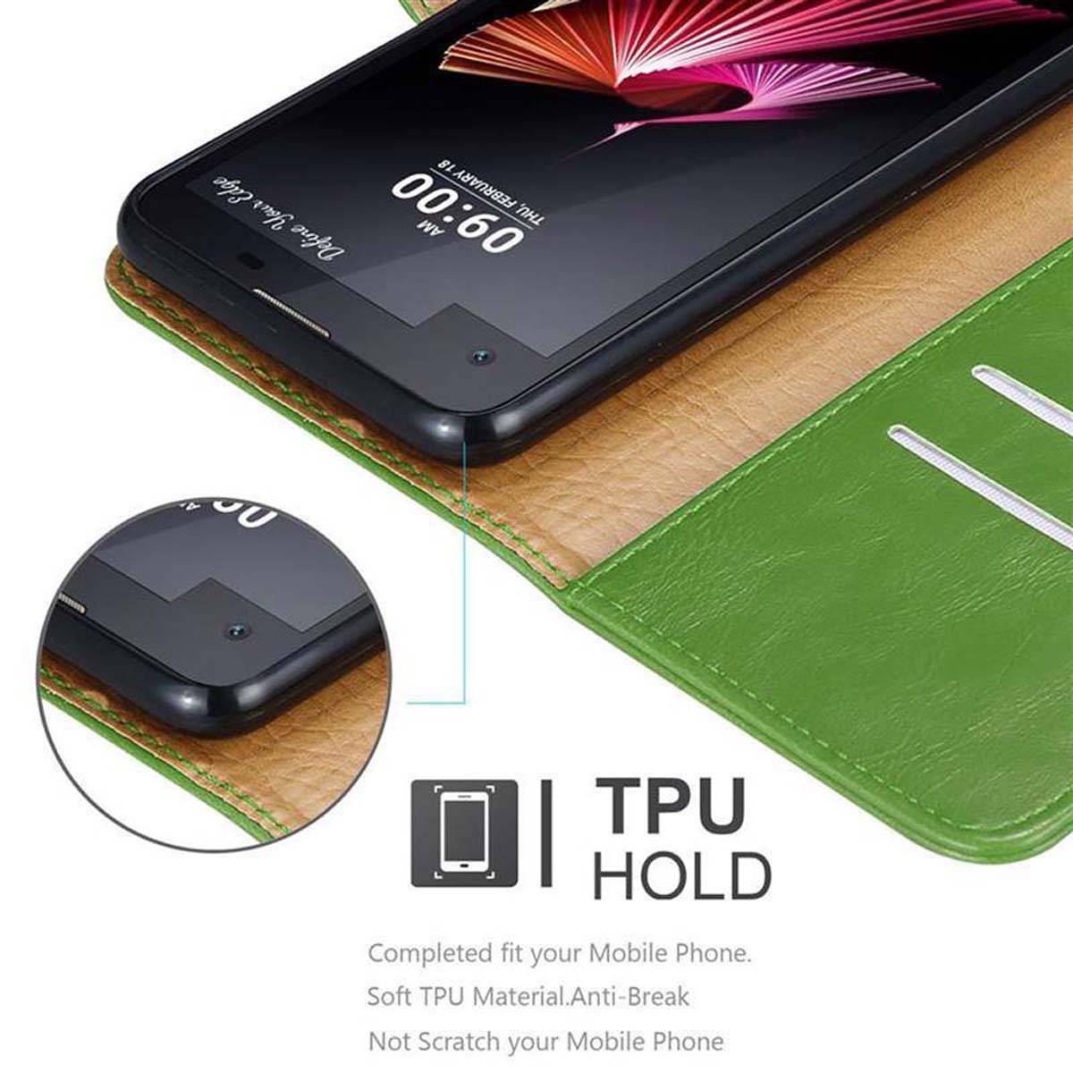 Cadorabo Hülle für LG X SCREEN Schutzhülle in Grün Handyhülle Book Tasche Case Etui Luxury