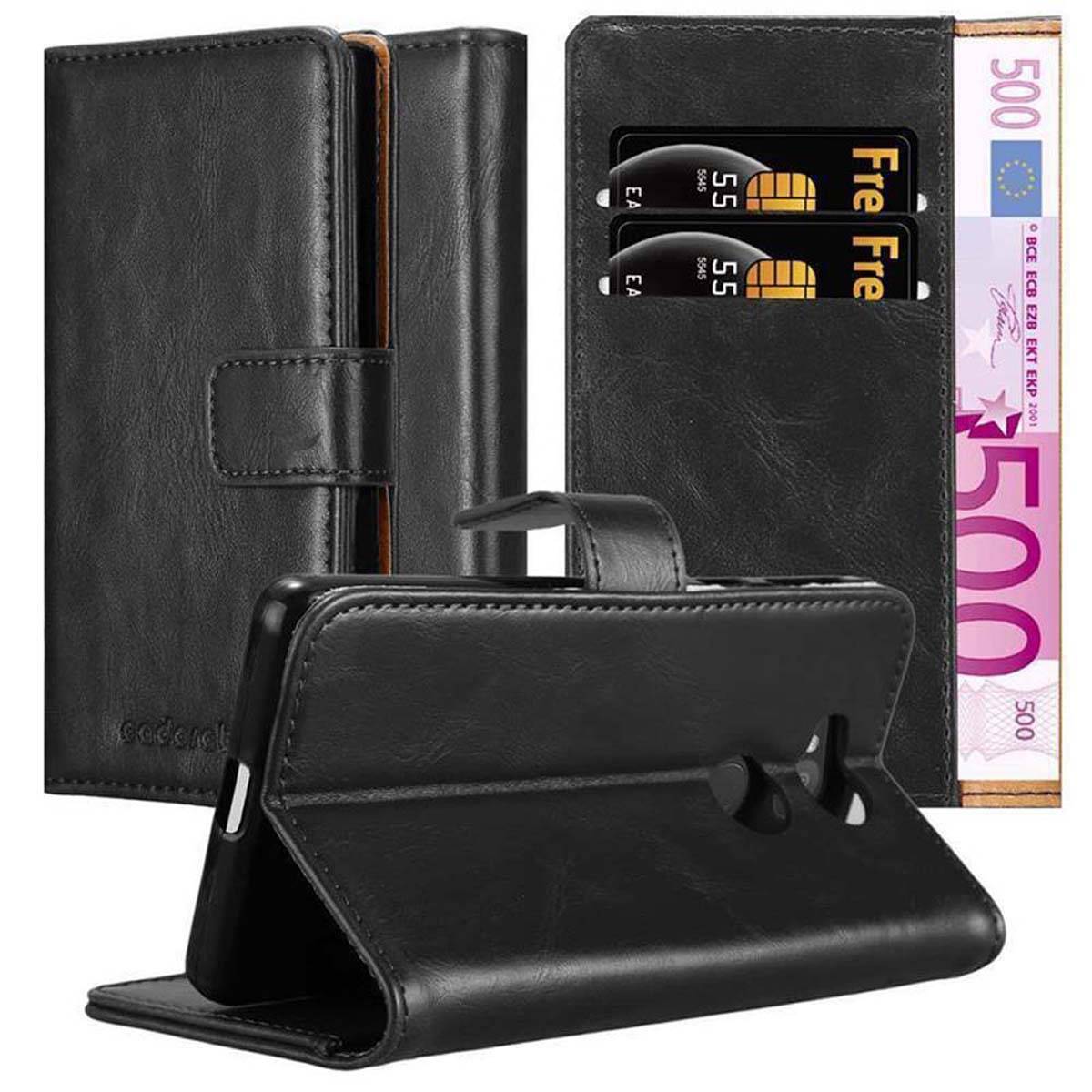 Cadorabo Hülle für Sony Xperia L2 Schutzhülle in Schwarz Handyhülle Book Tasche Case Etui Luxury
