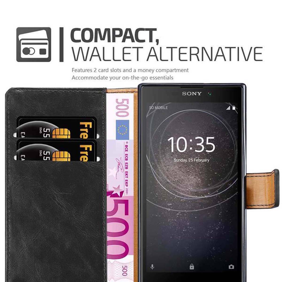 Cadorabo Hülle für Sony Xperia L2 Schutzhülle in Schwarz Handyhülle Book Tasche Case Etui Luxury