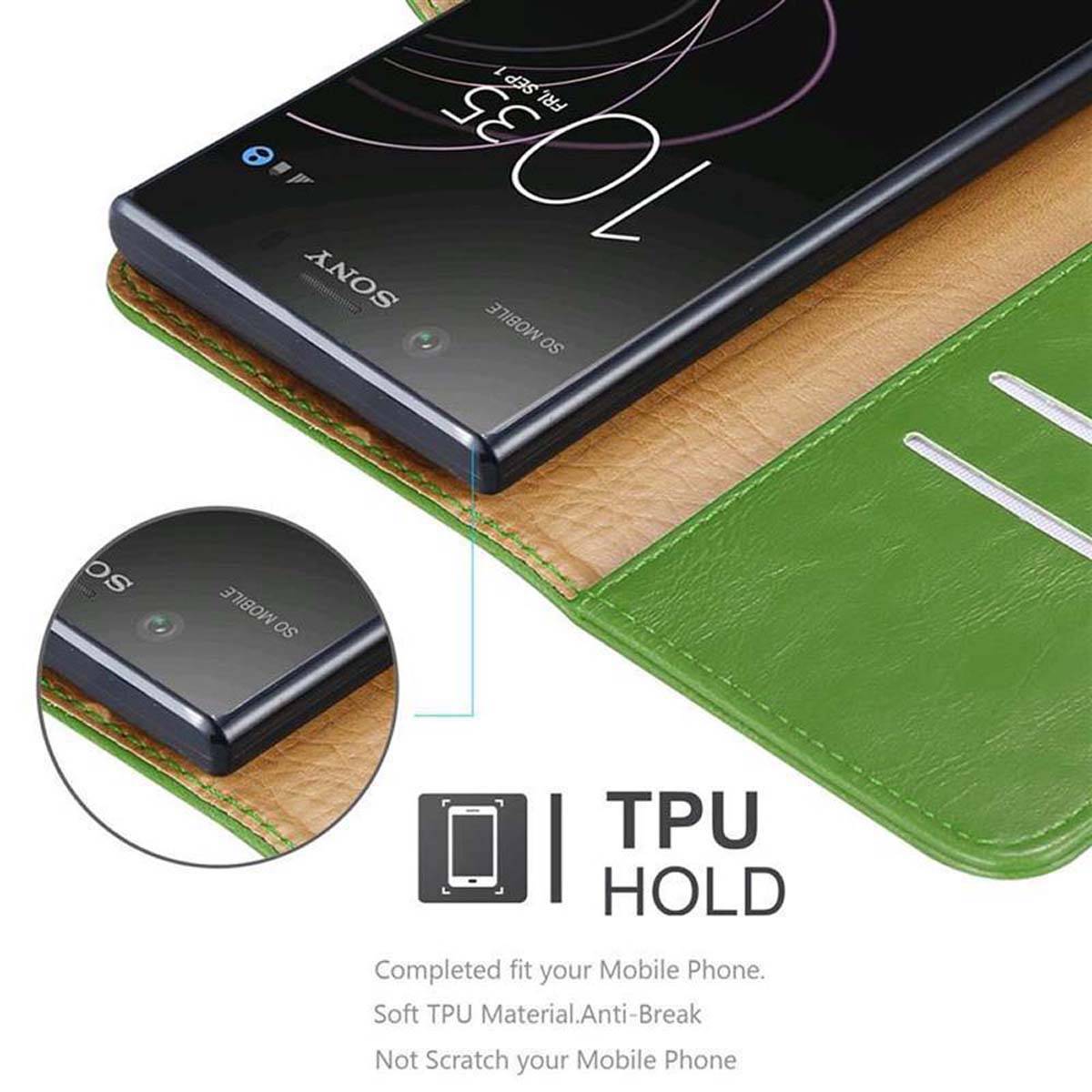 Cadorabo Hülle für Sony Xperia XZ1 Schutzhülle in Grün Handyhülle Book Tasche Case Etui Luxury