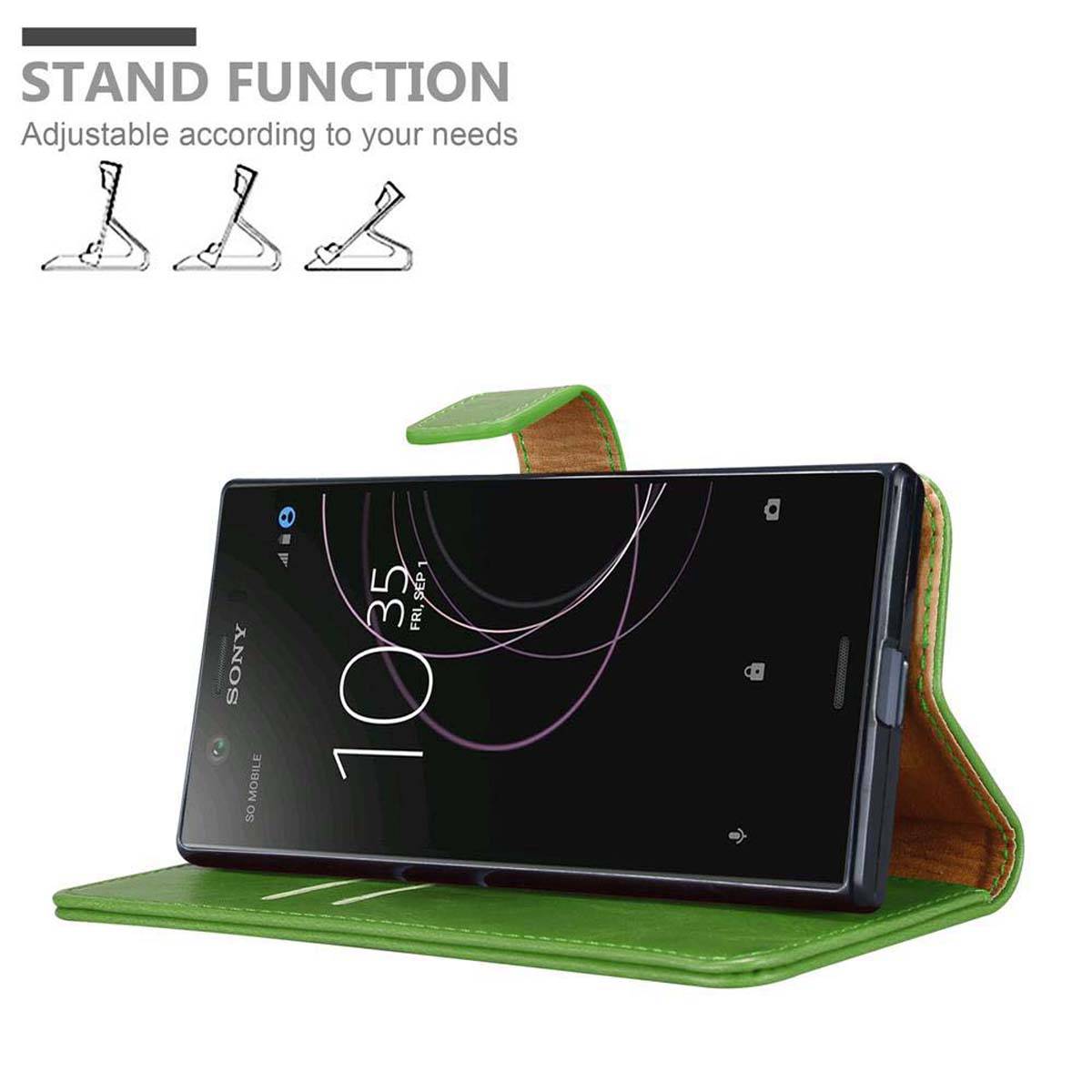 Cadorabo Hülle für Sony Xperia XZ1 Schutzhülle in Grün Handyhülle Book Tasche Case Etui Luxury