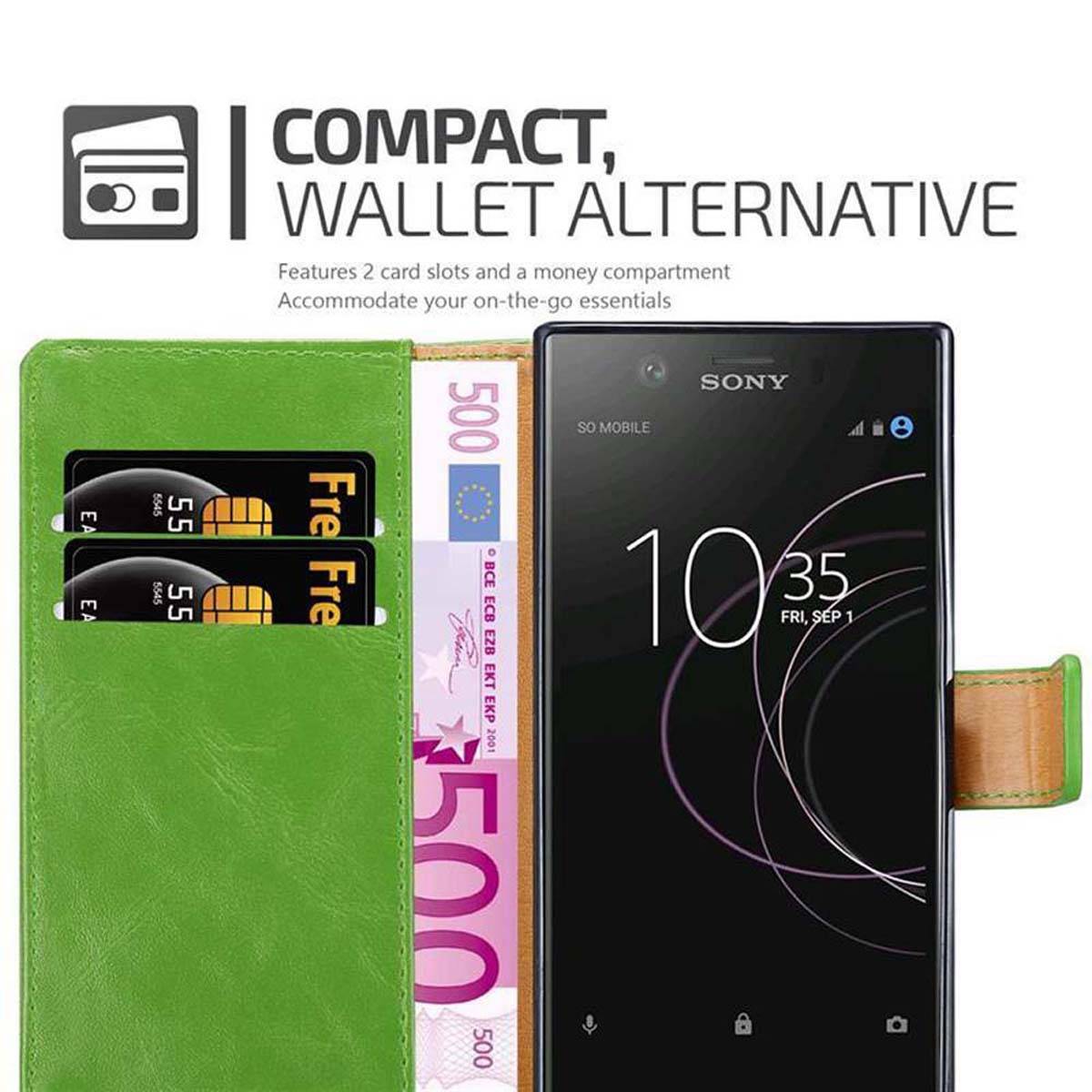 Cadorabo Hülle für Sony Xperia XZ1 Schutzhülle in Grün Handyhülle Book Tasche Case Etui Luxury