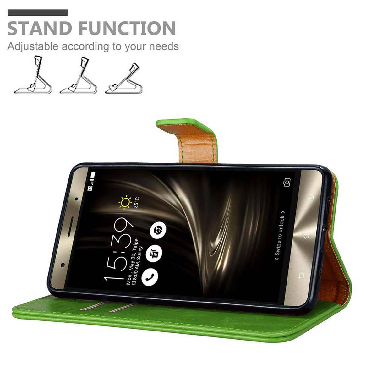 Cadorabo Hülle für Asus ZenFone 3 DELUXE Schutzhülle in Grün Handyhülle Book Tasche Case Etui Luxury