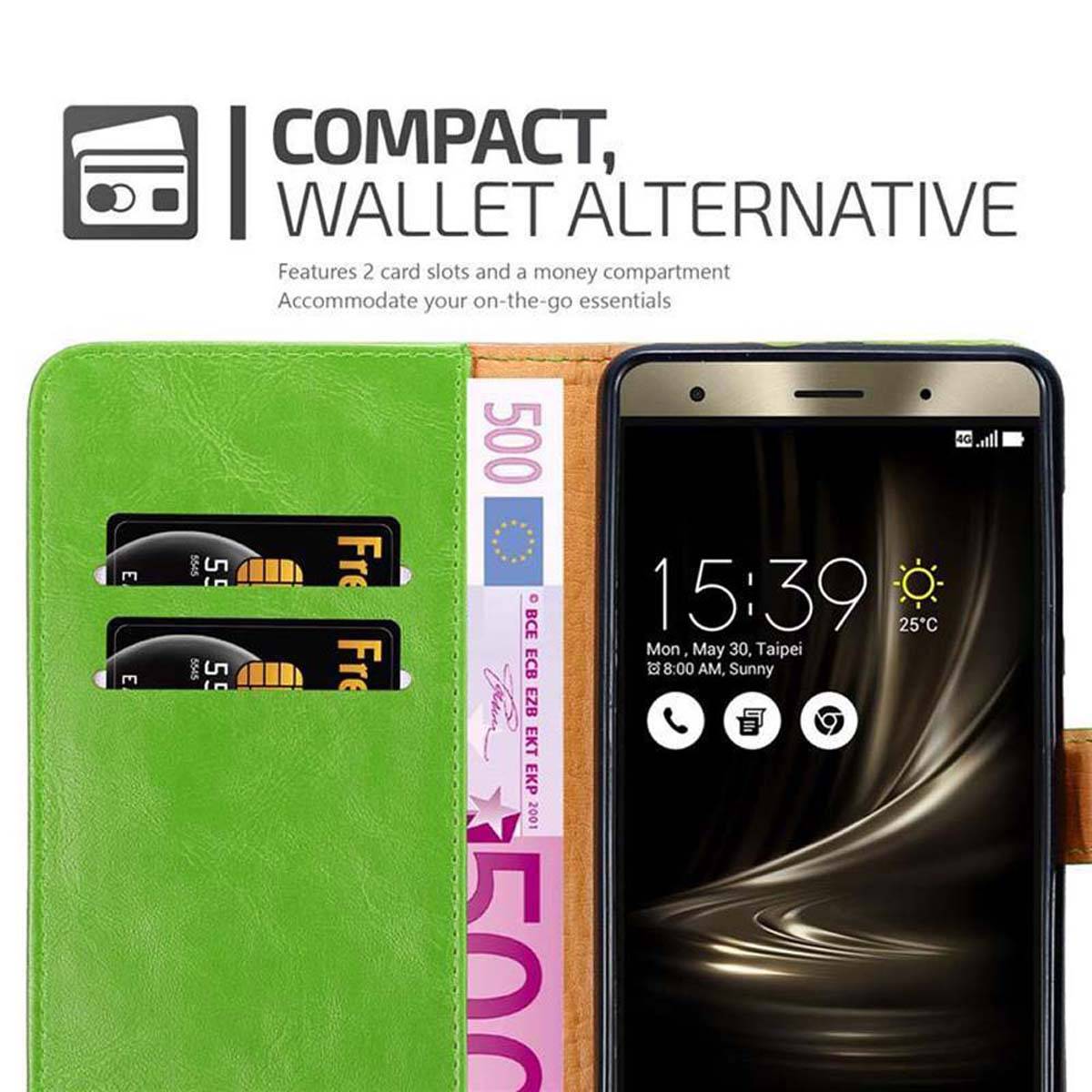 Cadorabo Hülle für Asus ZenFone 3 DELUXE Schutzhülle in Grün Handyhülle Book Tasche Case Etui Luxury