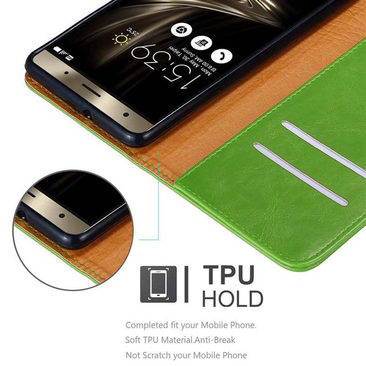 Cadorabo Hülle für Asus ZenFone 3 DELUXE Schutzhülle in Grün Handyhülle Book Tasche Case Etui Luxury