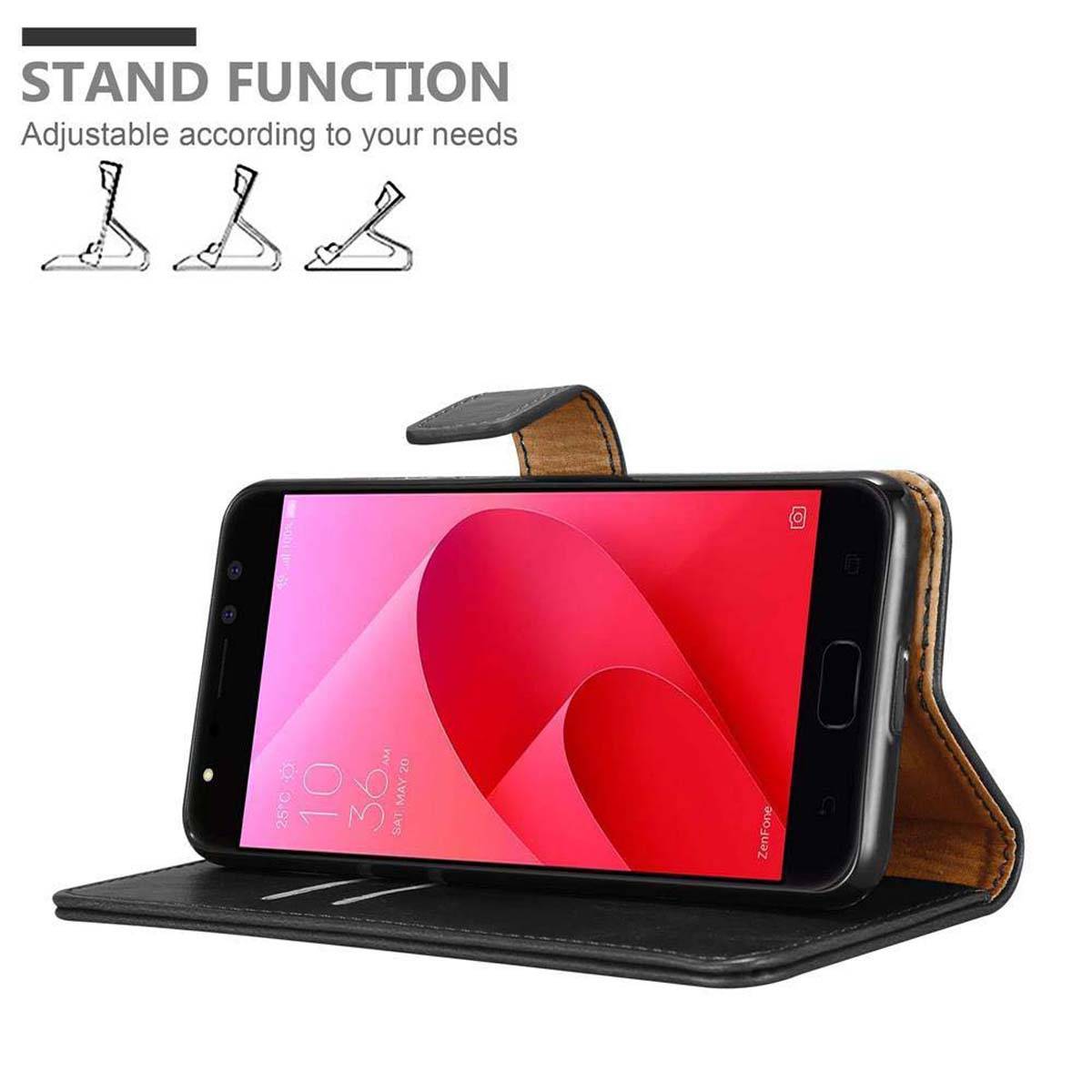 Cadorabo Hülle für Asus ZenFone 4 Selfie PRO Schutzhülle in Schwarz Handyhülle Book Tasche Case Etui Luxury