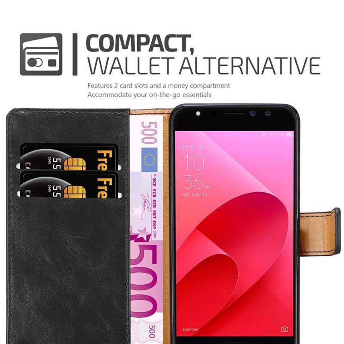 Cadorabo Hülle für Asus ZenFone 4 Selfie PRO Schutzhülle in Schwarz Handyhülle Book Tasche Case Etui Luxury