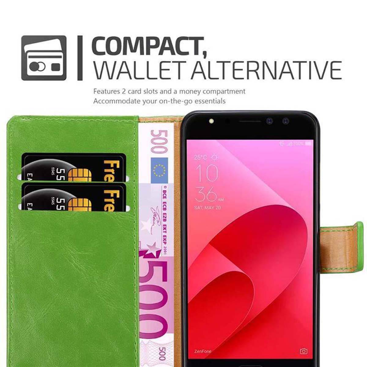 Cadorabo Hülle für Asus ZenFone 4 Selfie PRO Schutzhülle in Grün Handyhülle Book Tasche Case Etui Luxury