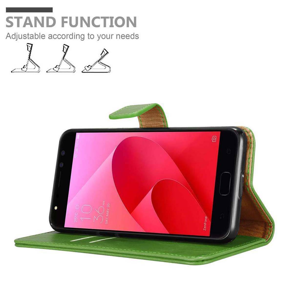 Cadorabo Hülle für Asus ZenFone 4 Selfie PRO Schutzhülle in Grün Handyhülle Book Tasche Case Etui Luxury