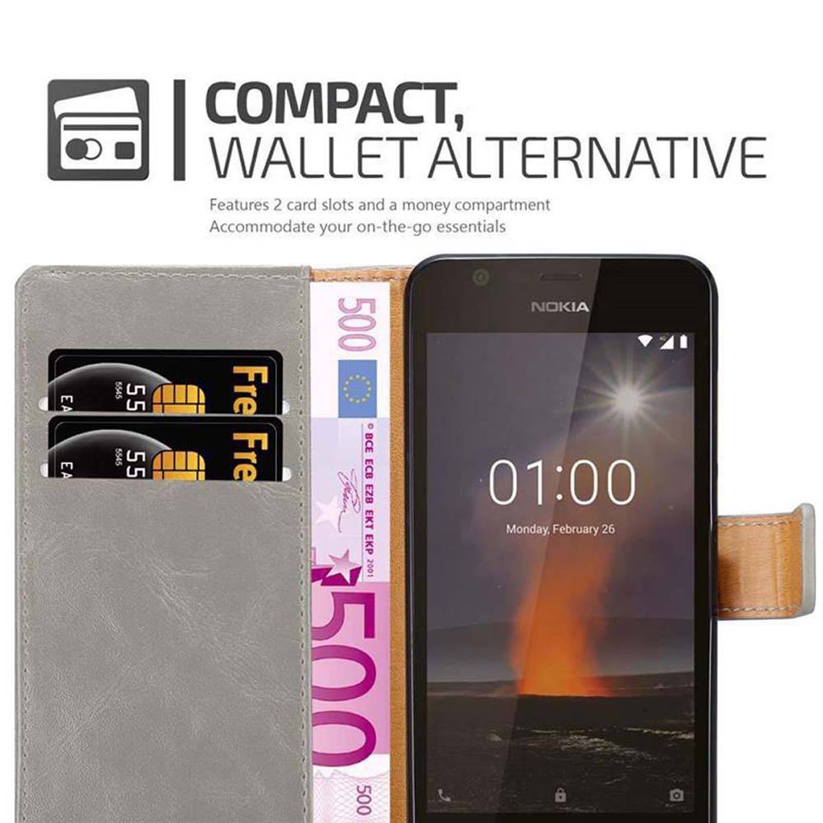 Cadorabo Hülle für Nokia 1 2018 Schutzhülle in Braun Handyhülle Book Tasche Case Etui Luxury