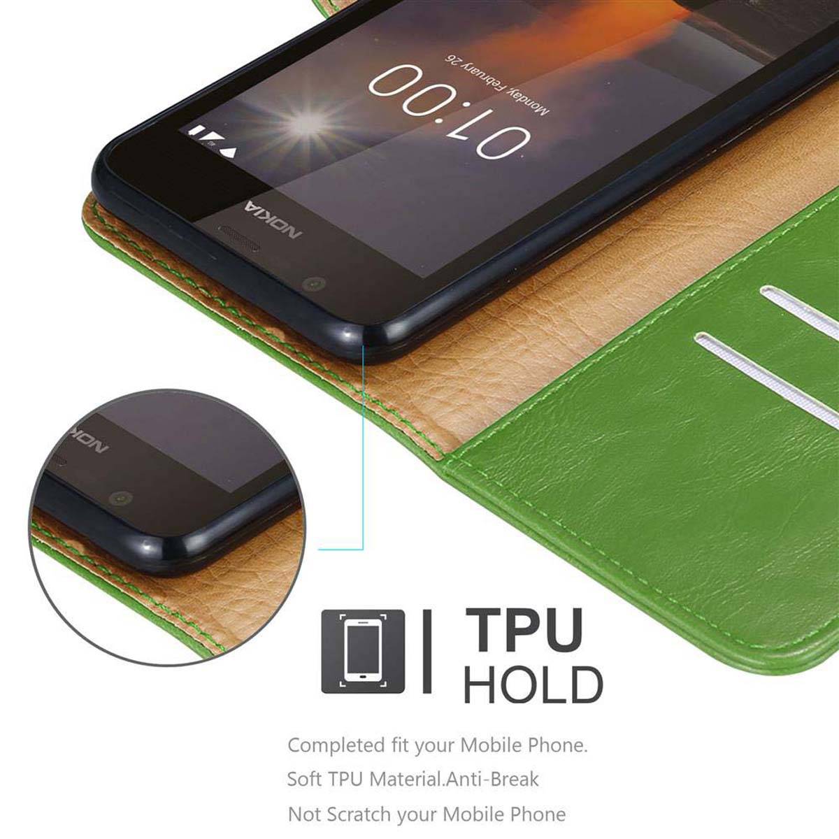 Cadorabo Hülle für Nokia 1 2018 Schutzhülle in Grün Handyhülle Book Tasche Case Etui Luxury