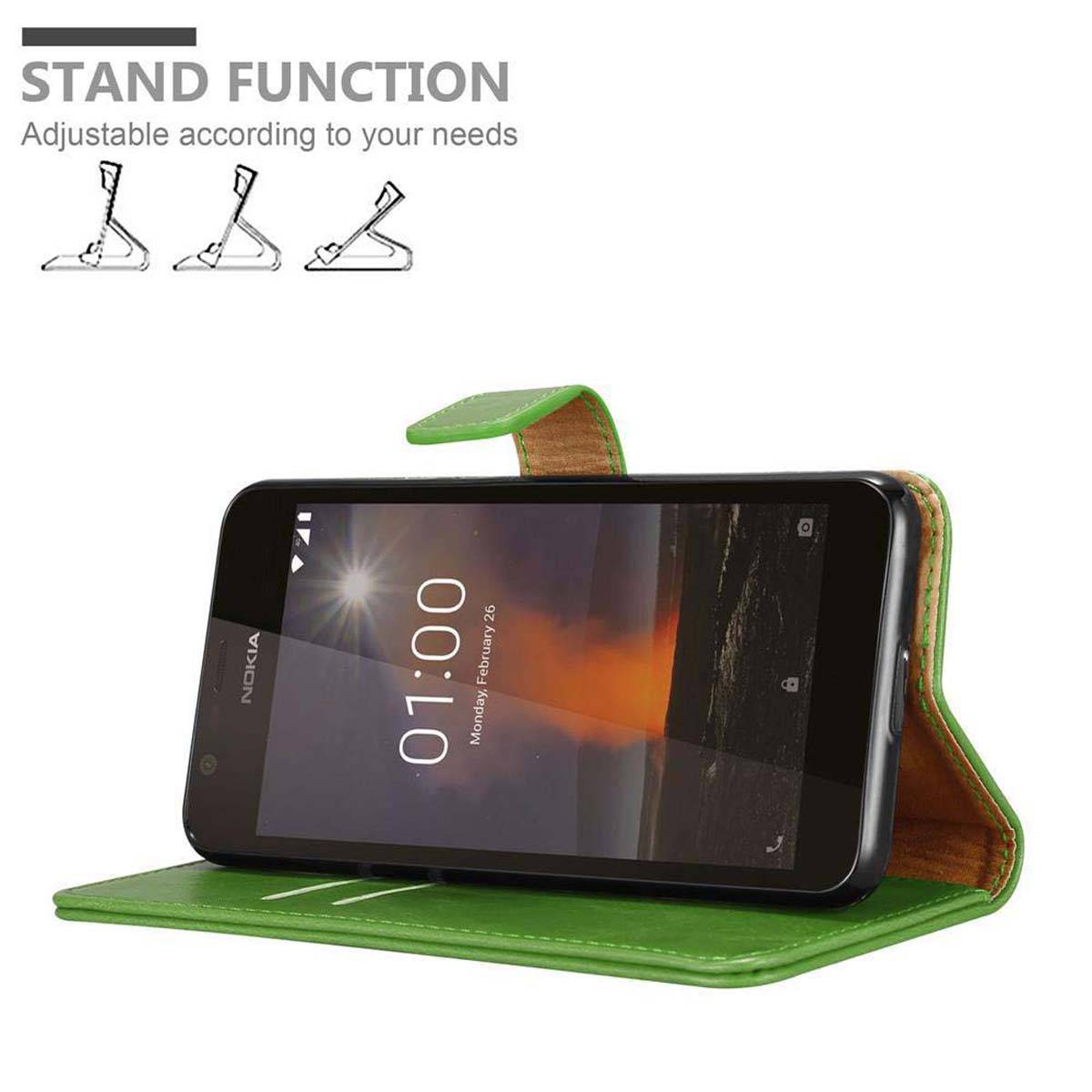Cadorabo Hülle für Nokia 1 2018 Schutzhülle in Grün Handyhülle Book Tasche Case Etui Luxury