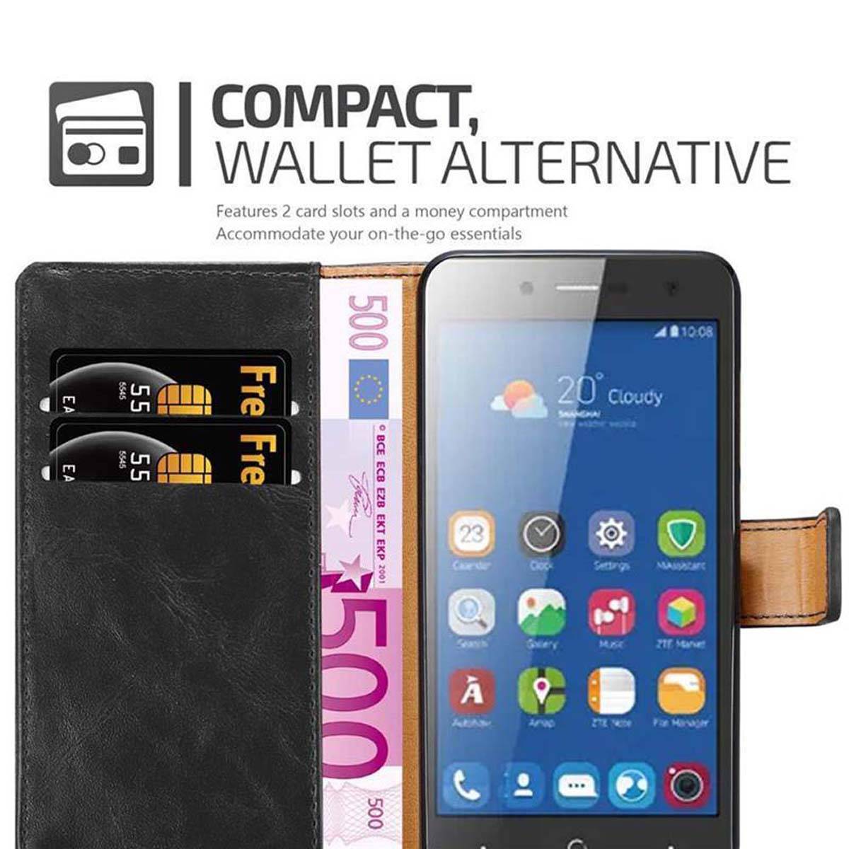 Cadorabo Hülle für ZTE Blade L7 Schutzhülle in Schwarz Handyhülle Book Tasche Case Etui Luxury