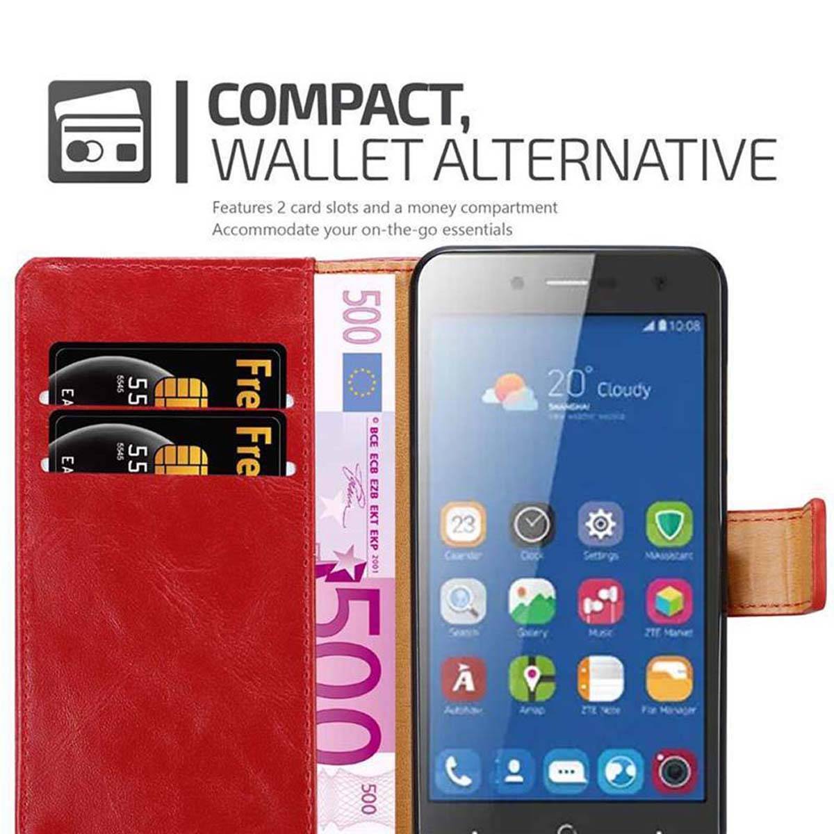 Cadorabo Hülle für ZTE Blade L7 Schutzhülle in Rot Handyhülle Book Tasche Case Etui Luxury