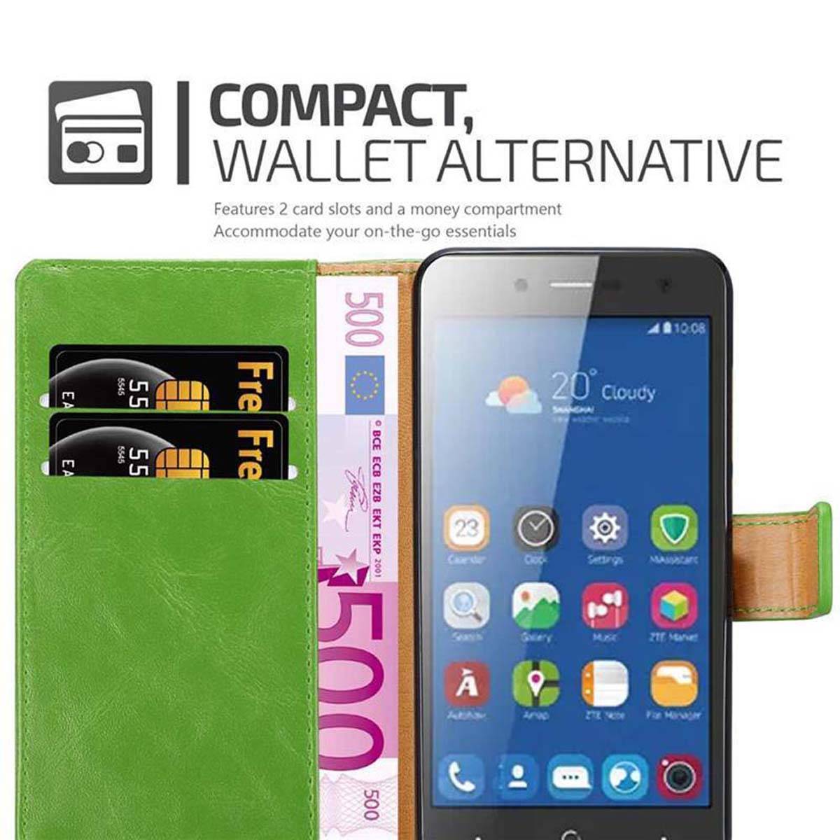 Cadorabo Hülle für ZTE Blade L7 Schutzhülle in Grün Handyhülle Book Tasche Case Etui Luxury
