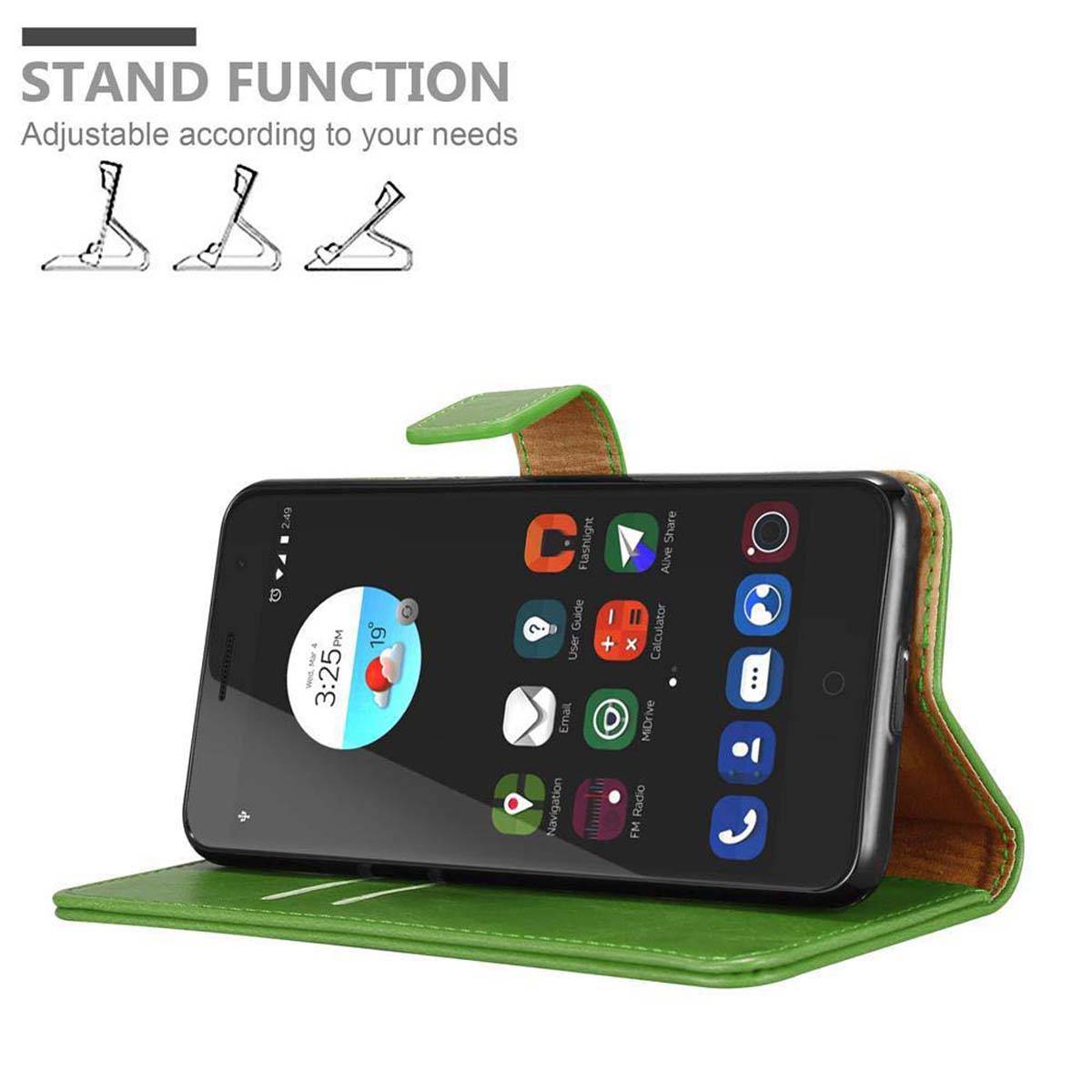 Cadorabo Hülle für ZTE Blade V7 Schutzhülle in Grün Handyhülle Book Tasche Case Etui Luxury