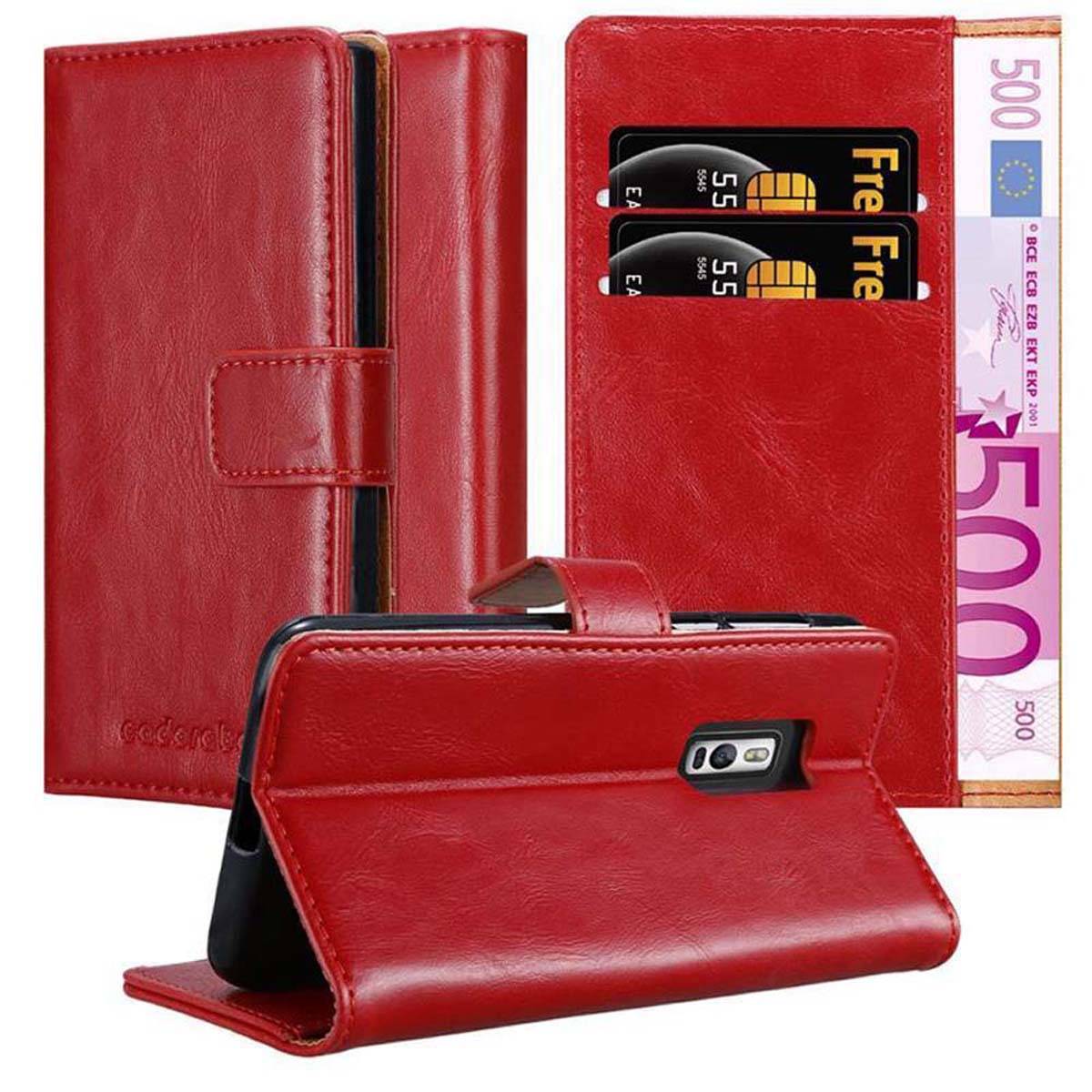 Cadorabo Hülle für OnePlus 2 Schutzhülle in Rot Handyhülle Book Tasche Case Etui Luxury