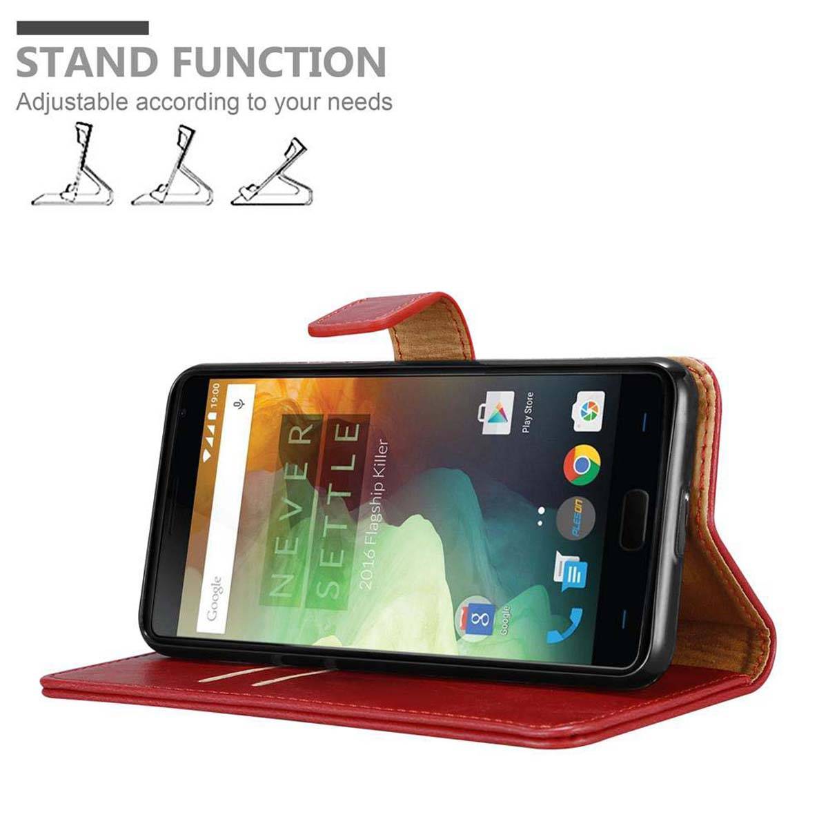 Cadorabo Hülle für OnePlus 2 Schutzhülle in Rot Handyhülle Book Tasche Case Etui Luxury