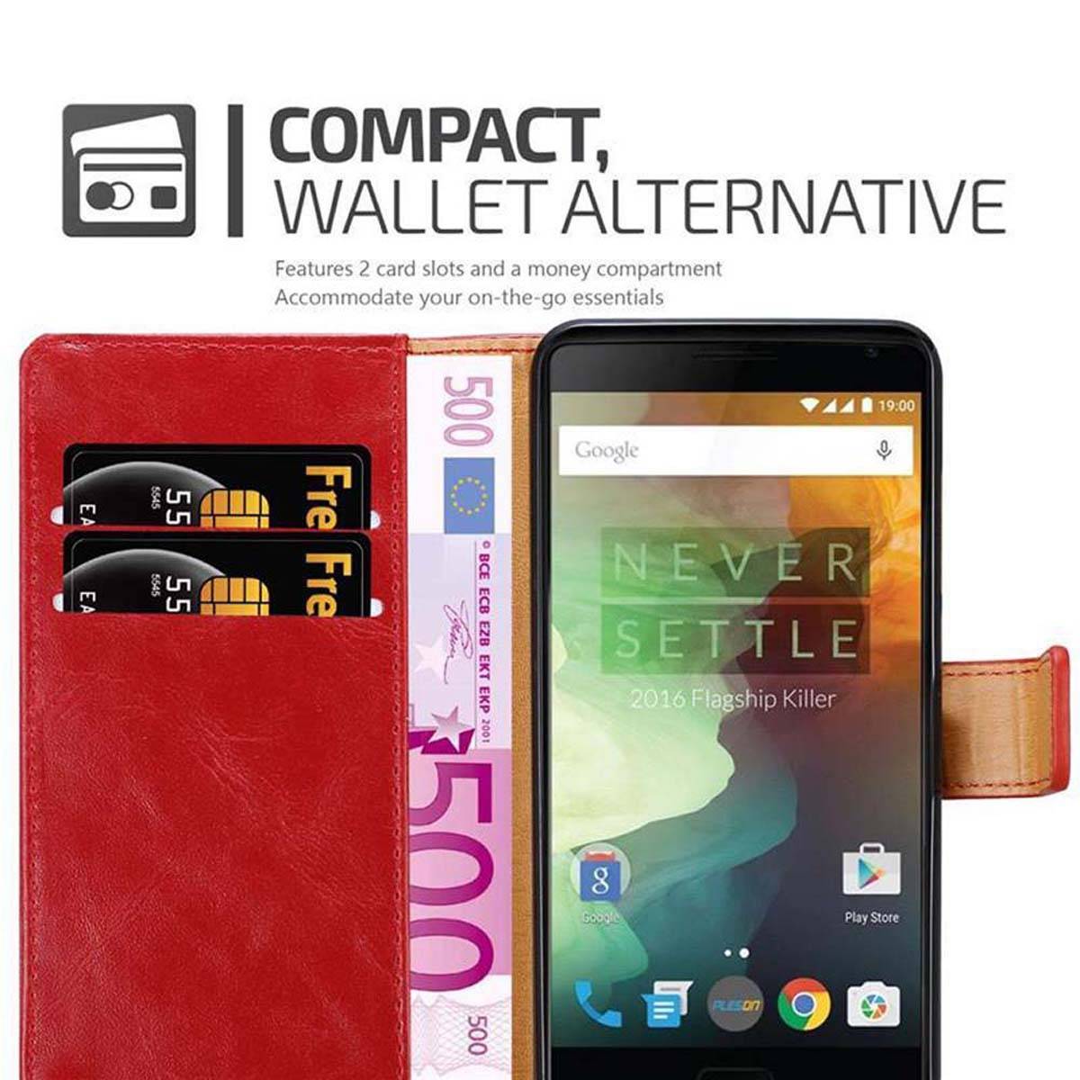 Cadorabo Hülle für OnePlus 2 Schutzhülle in Rot Handyhülle Book Tasche Case Etui Luxury